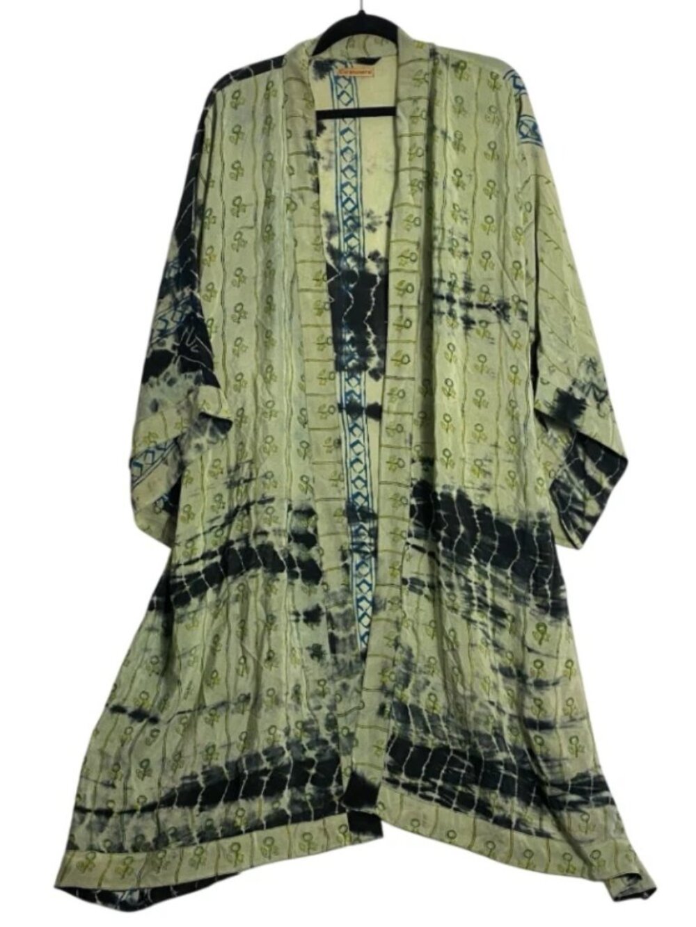 Caravanserai Women Multicolored Abstract Lightweight Silk Belted Duster One Size